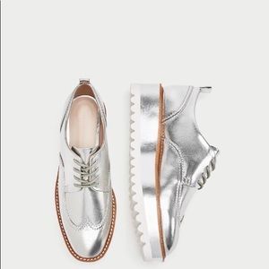 ZARA SILVER TRACK SOLE BROGUES